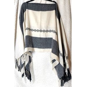 Express cream & black tribal print poncho